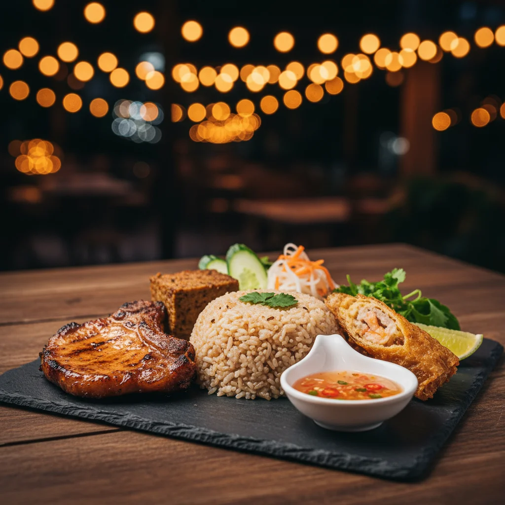 Cơm Tấm Bì Chả Sườn Nướng Tàu Hũ Ky
